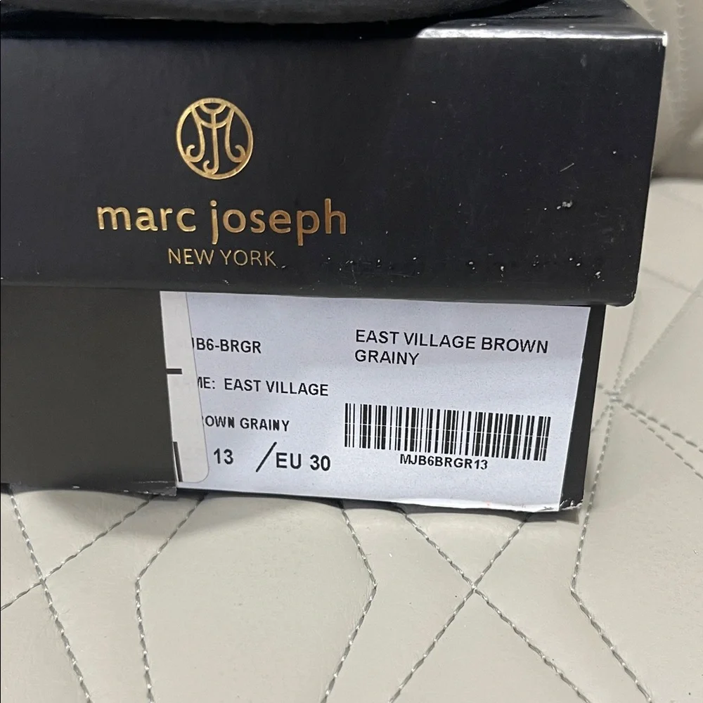 Marc Joseph East Village Brown Grainy Shoe Box with Gold Logo
